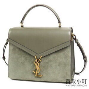 Saint Laurent Cassandra Top Handle Bag khaki Green Calfskin crossbody Black